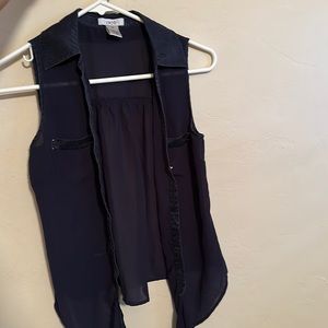 Navy with gold buttons and tie bottom tank